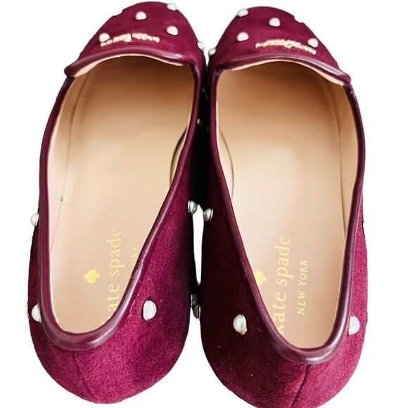 Kate Spade Claudia Pearl Flats, Deep Berry, size 8. - Picture 8 of 9